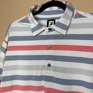 FootJoy Mens Sz L Golf Polo Shirt Large Striped Short Sleeve Performance